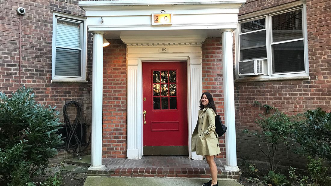 The author in front of her co-op.