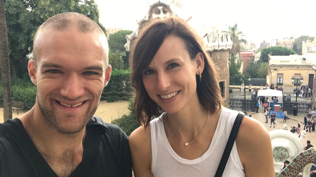 Lauren Sieben and her husband, Adam, overlooking a park.