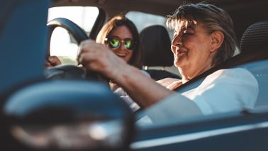 Time to give up driving senior mother and daughter in car