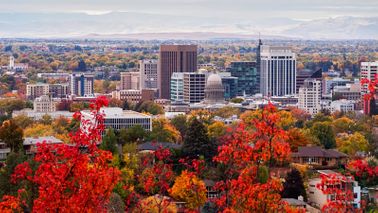 Skyline of Boise Idaho as the state's wages are rising the fastest