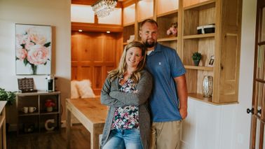 Chaunie and Ben in their home office