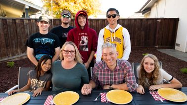Lin family in backyard
