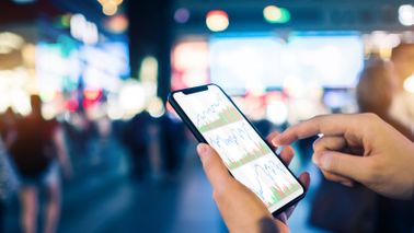 Checking the stock market on a cell phone