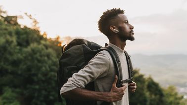 A person listens to information about life insurance.