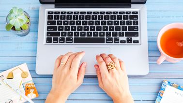 woman updating budget