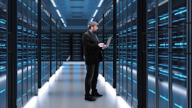 Picture of a computer server room.